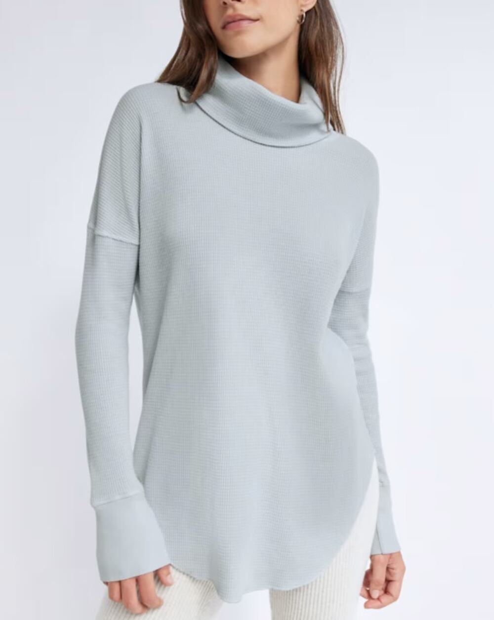 Aritzia The Group by Babaton Thermal Cowlneck Long Sleeve Top Mirror Blue Medium